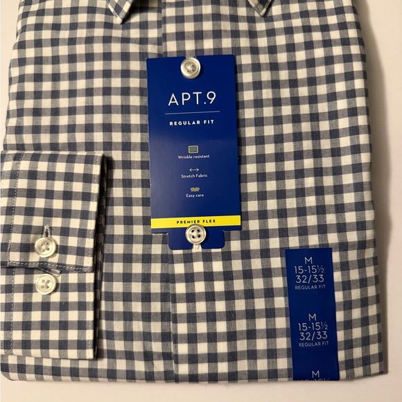 Apt. 9 Men's Gray and White Plaid Dress Shirt - Picture 3 of 6